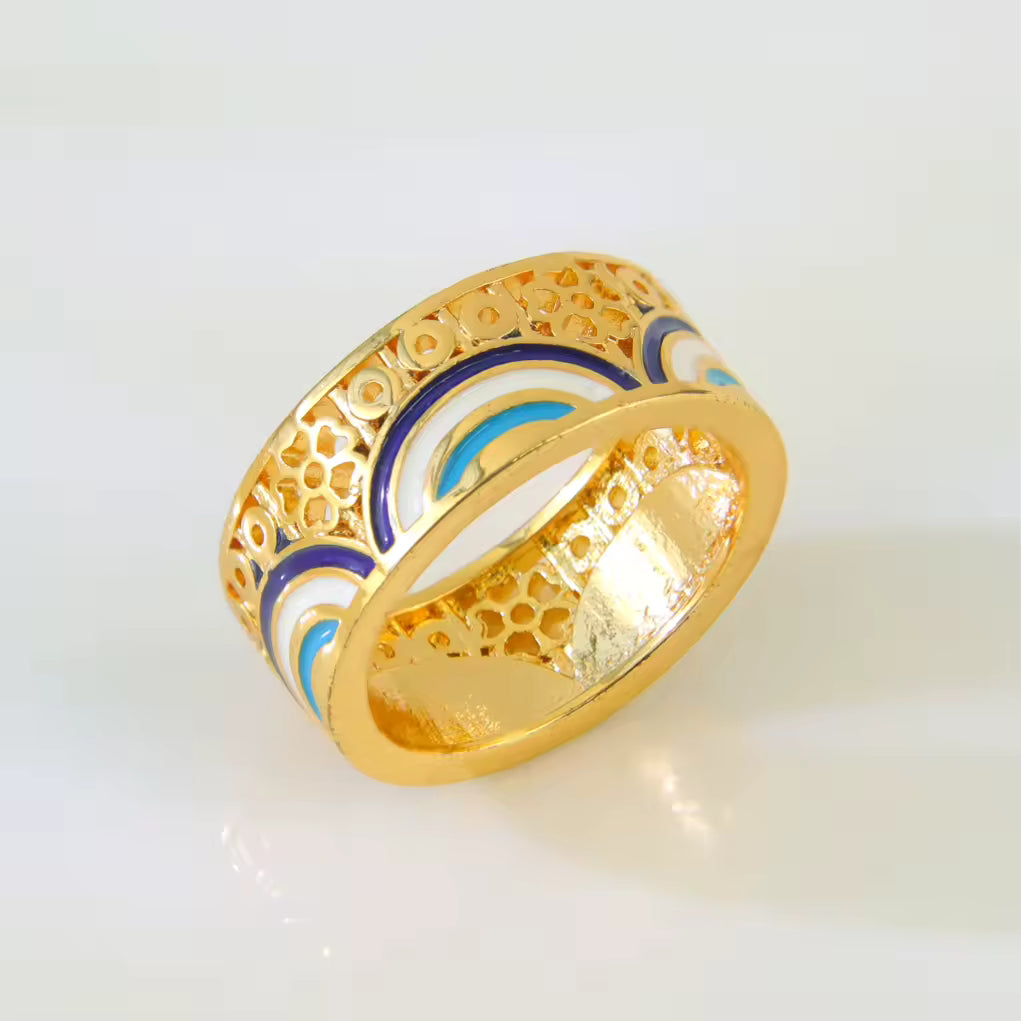 Blue Eye Arabic Script Ring