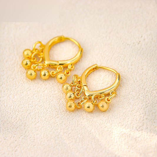 Beaded Tassel Hoop Earrings view 2
