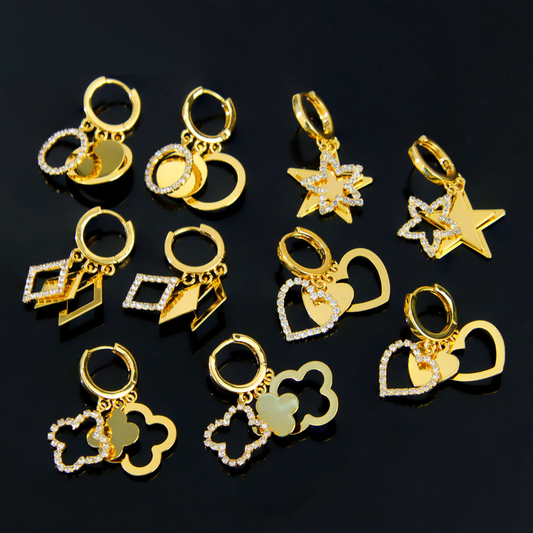 Heart Charm Huggie Earrings view 2