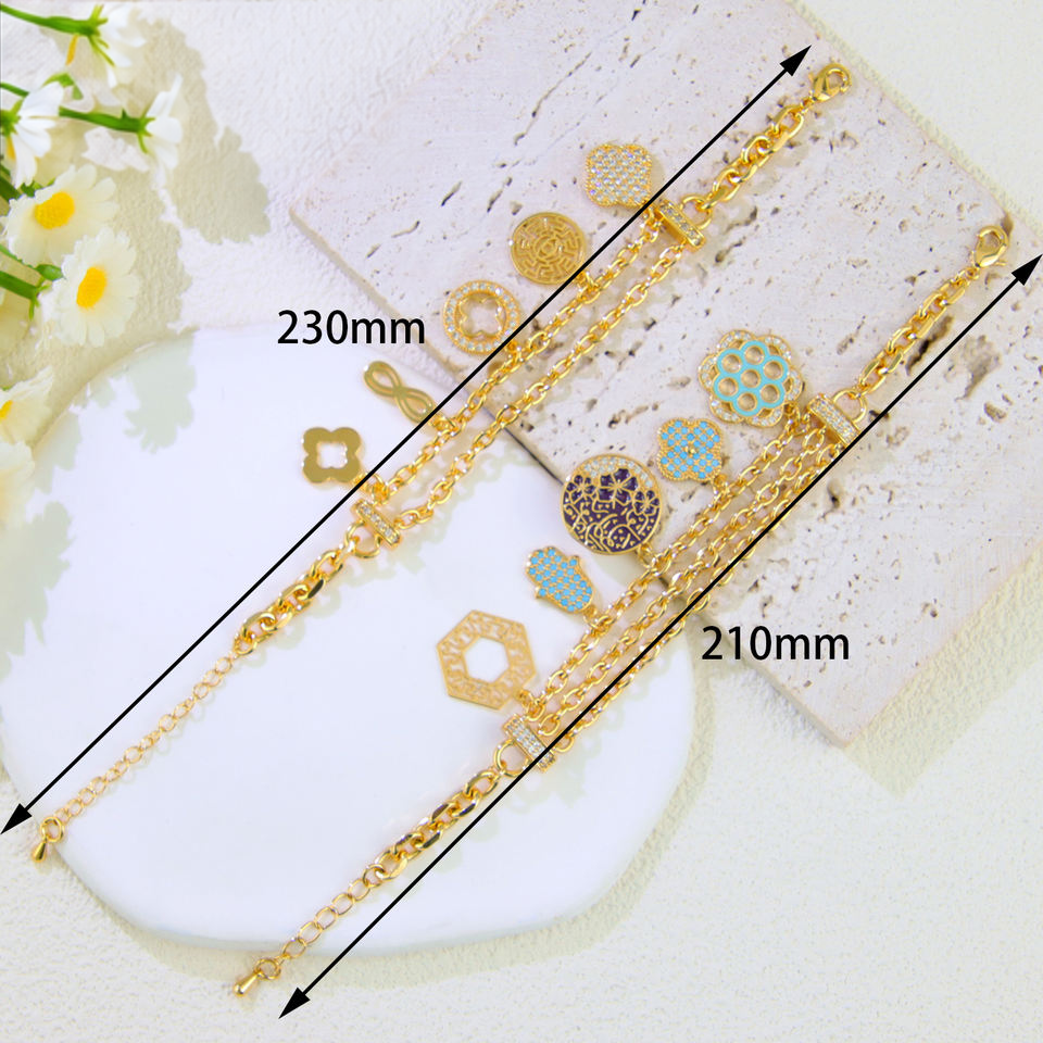 Gold-plated lucky charm zircon bracelet — view 6