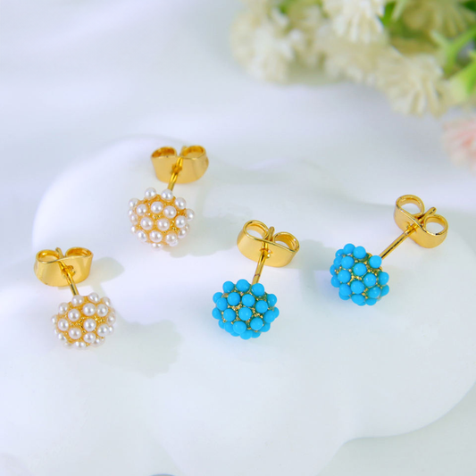 Pearl and zircon stud earrings — view 2