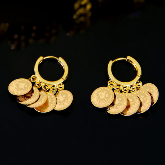 Rose Coin Drop Earrings — view 2