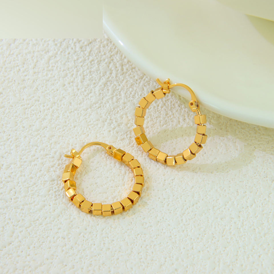 Textured Gold Hoop Earrings — view 6