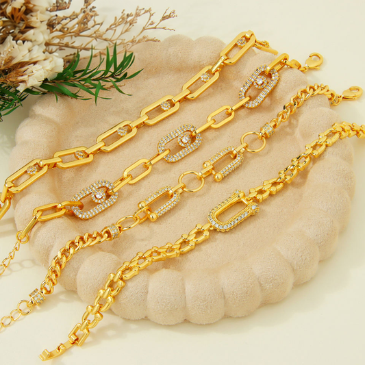 Gold-plated U-shaped zircon bracelet — view 2
