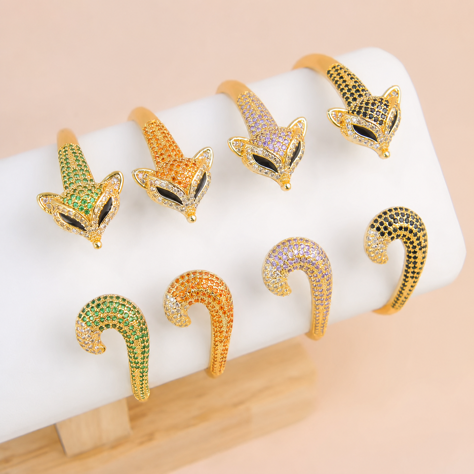 Adjustable bangle bracelet color options in a front view