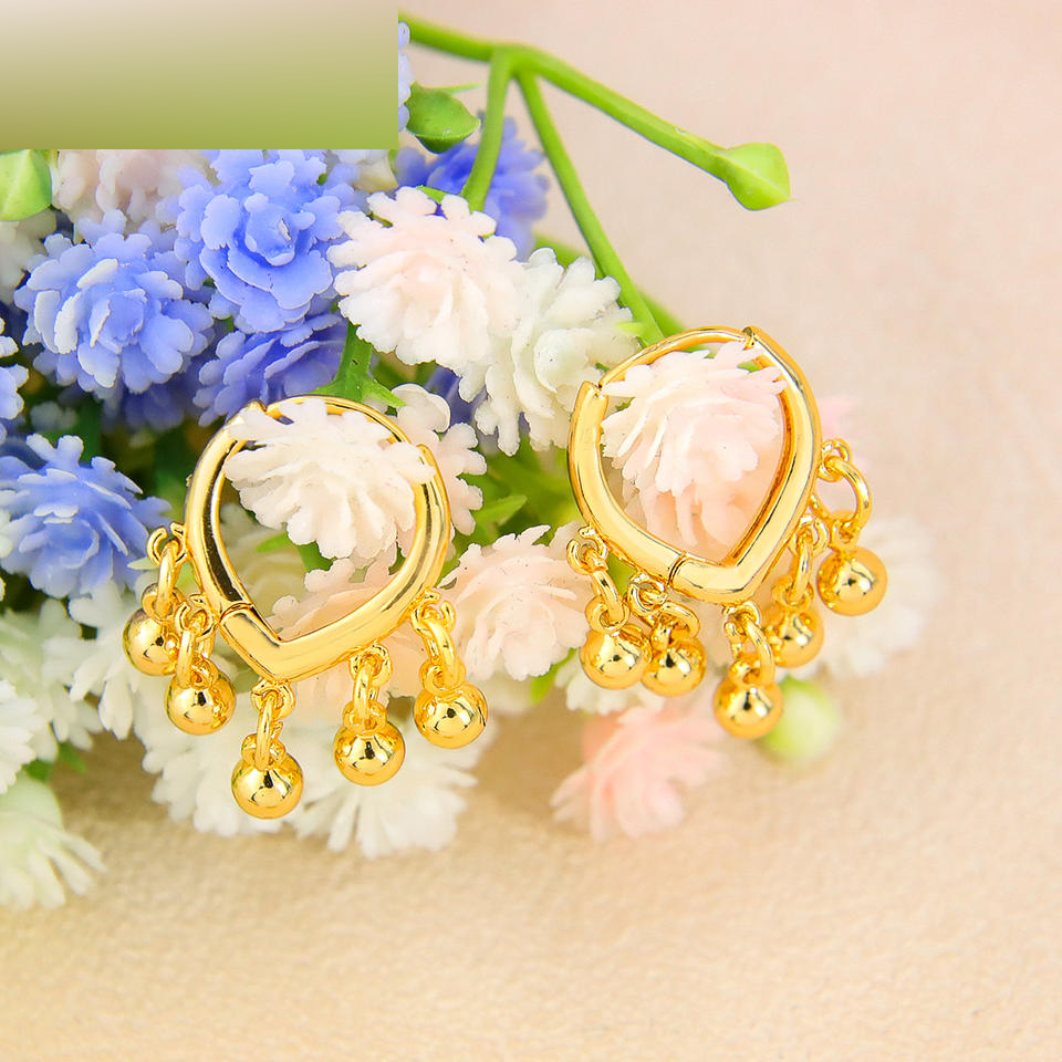 Beaded Tassel Hoop Earrings view 3