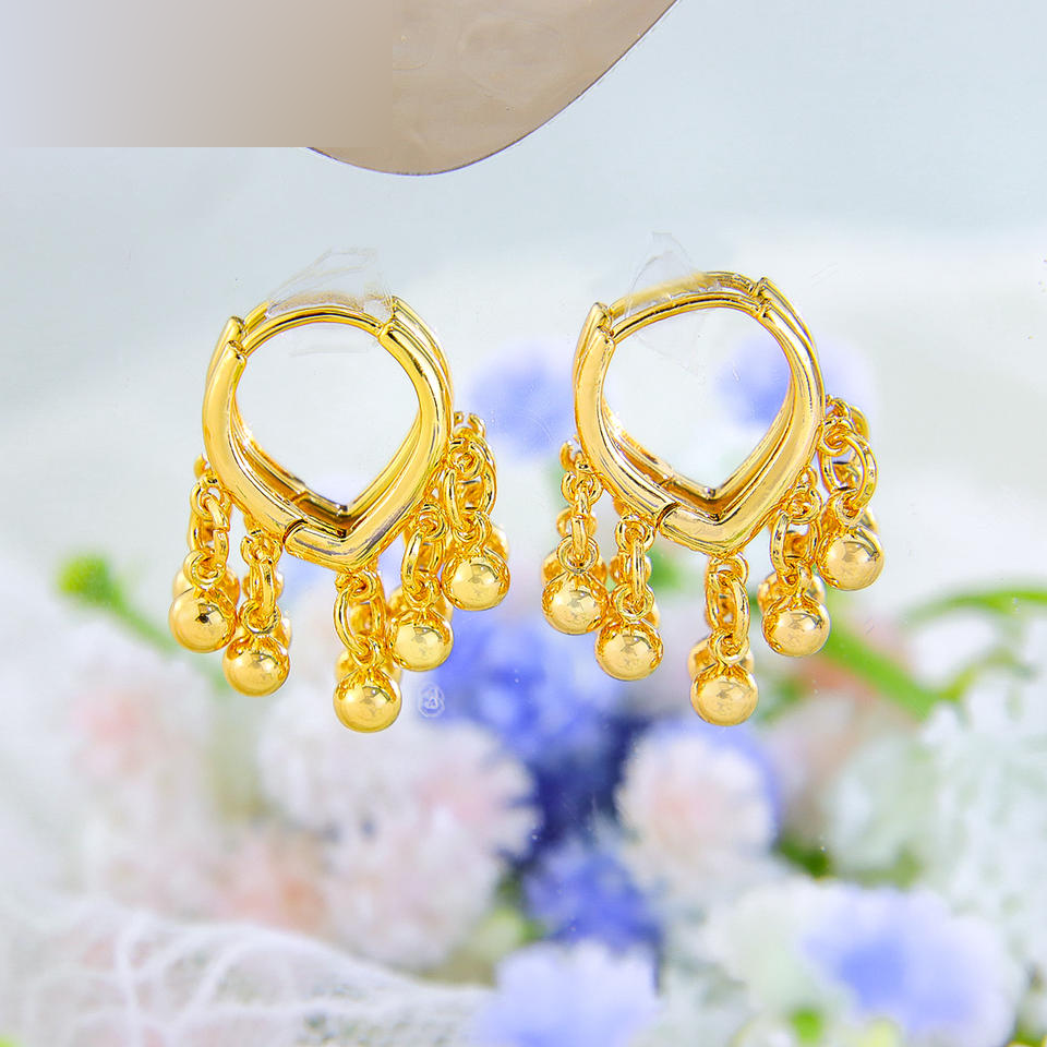 Beaded Tassel Hoop Earrings view 5