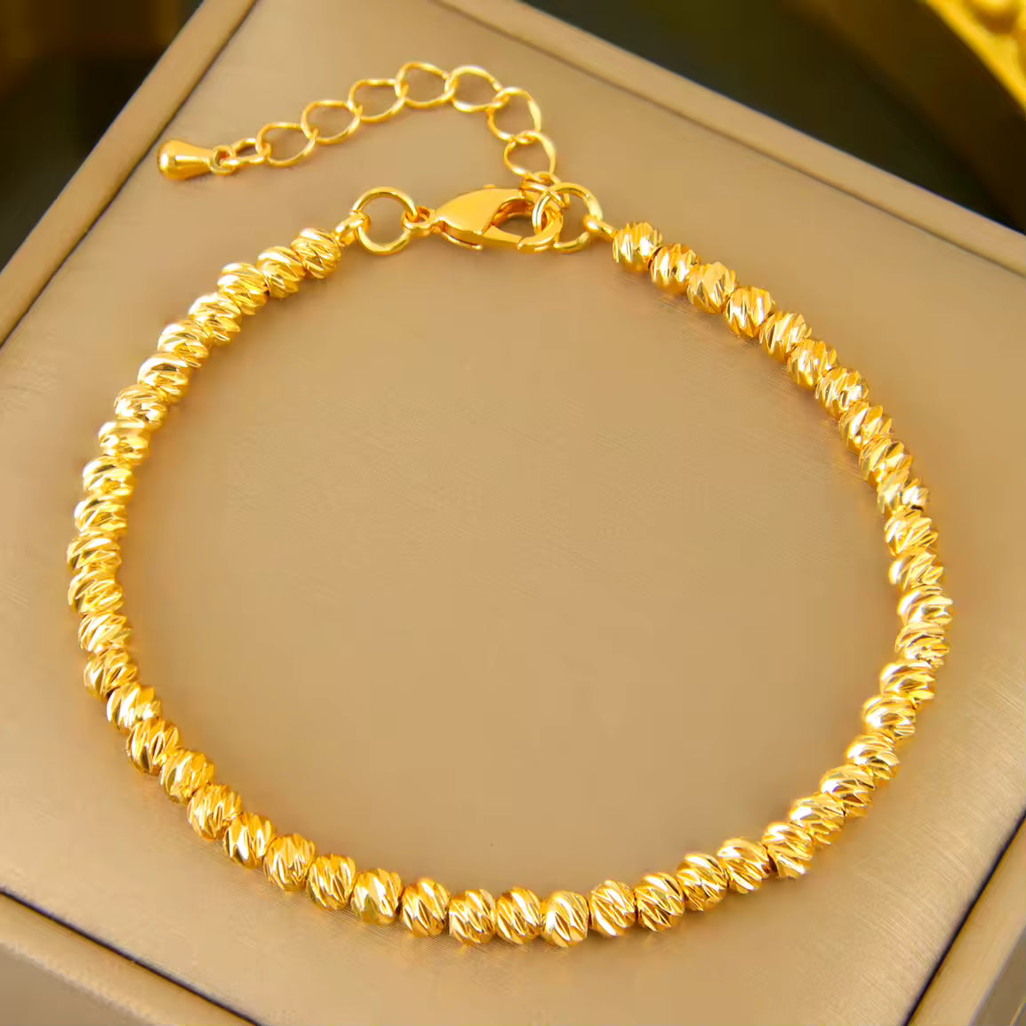 Gold Bead Charm Bracelet