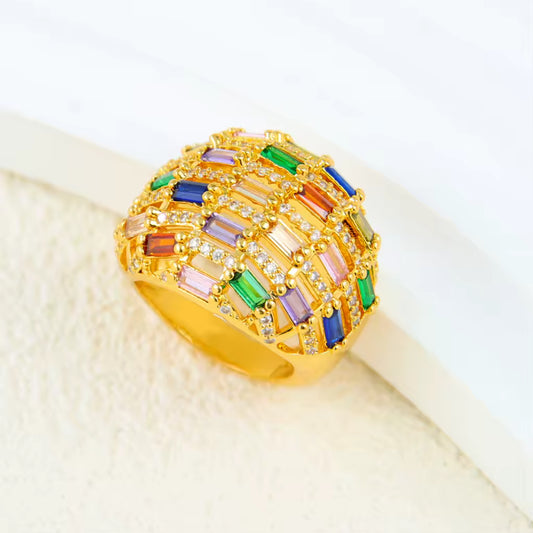 Multicolor Zircon Beaded Ring