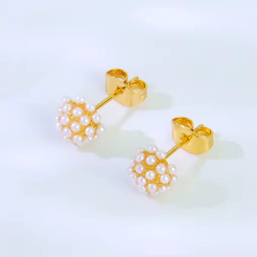 Pearl & Zircon Stud Earrings