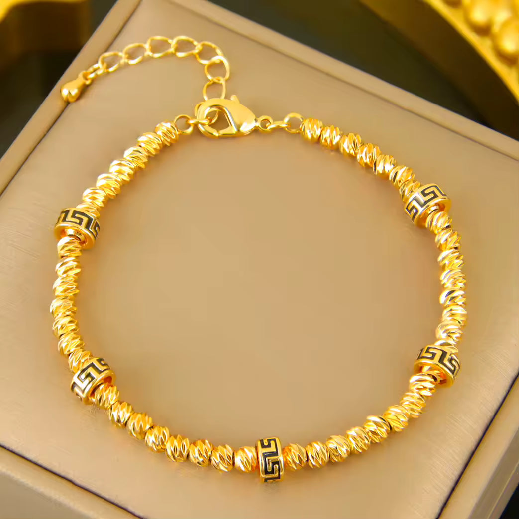 Gold Bead Charm Bracelet