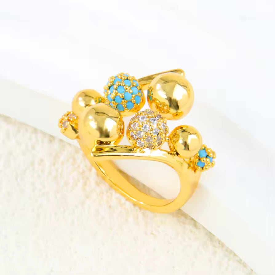 Multicolor Zircon Beaded Ring