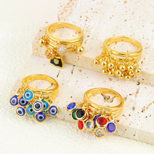 Evil Eye Beaded Ring — view 1
