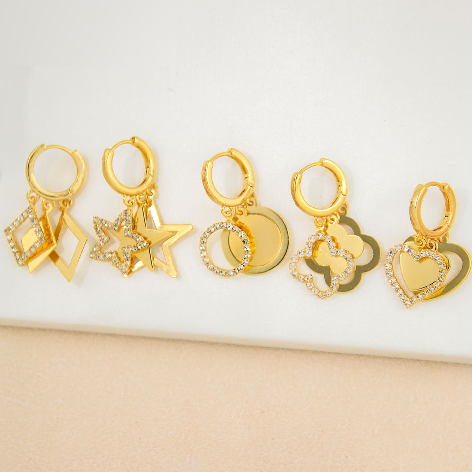 Heart Charm Huggie Earrings view 4