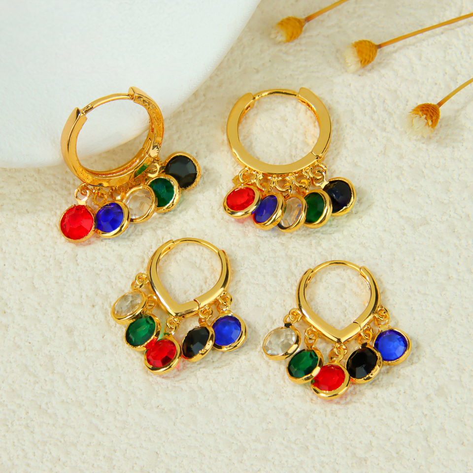 Gold-plated heart zircon drop earrings — view 4