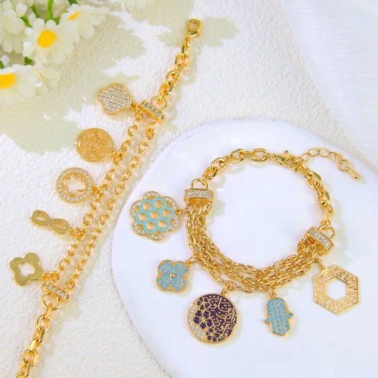 Gold-plated lucky charm zircon bracelet — view 2