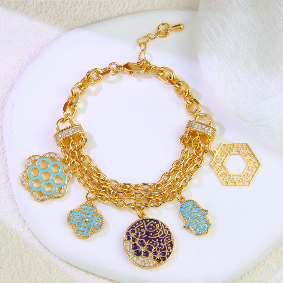 Gold-plated lucky charm zircon bracelet — view 4