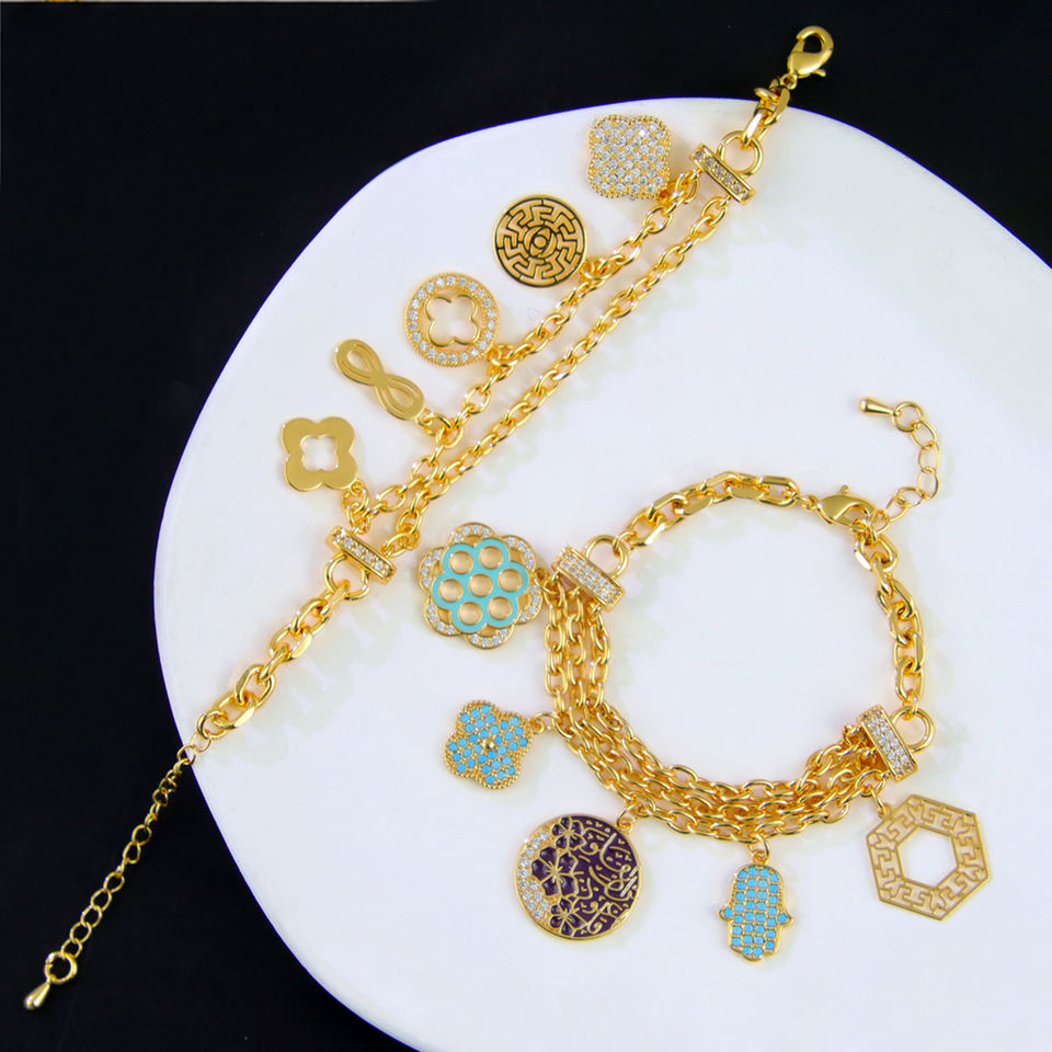 Gold-plated lucky charm zircon bracelet — view 5