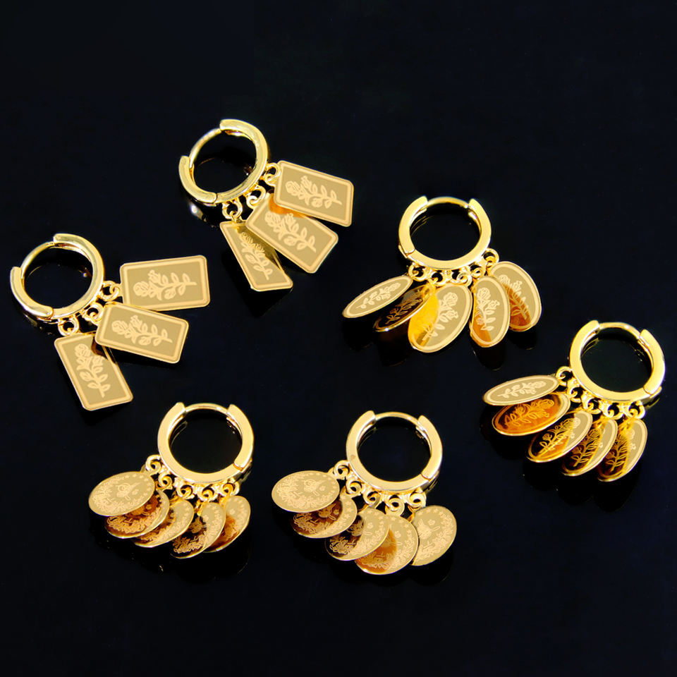 Rose Coin Drop Earrings — view 1