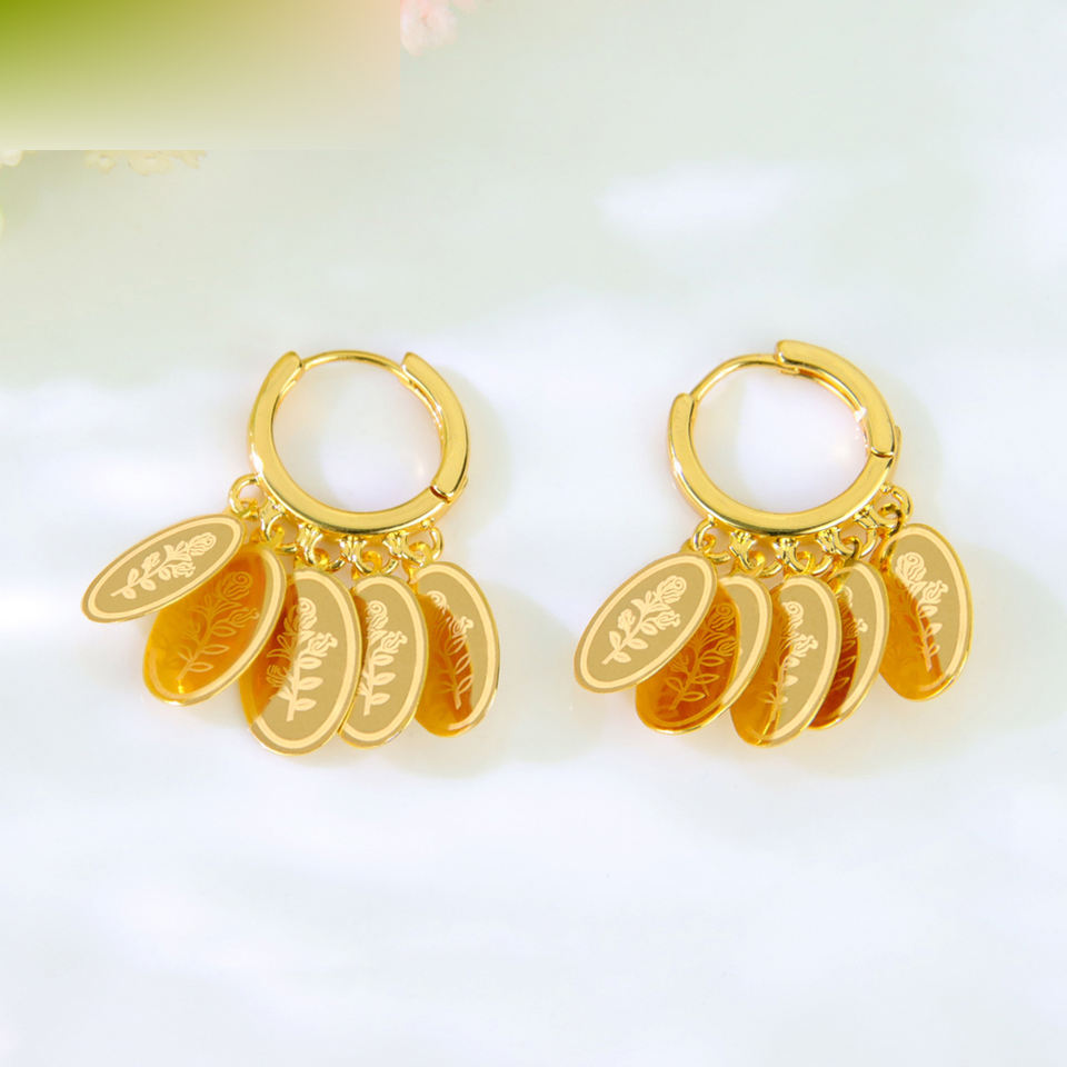Rose Coin Drop Earrings — view 3