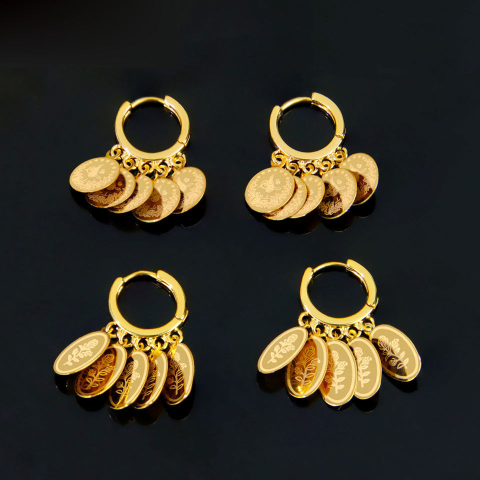 Rose Coin Drop Earrings — view 6