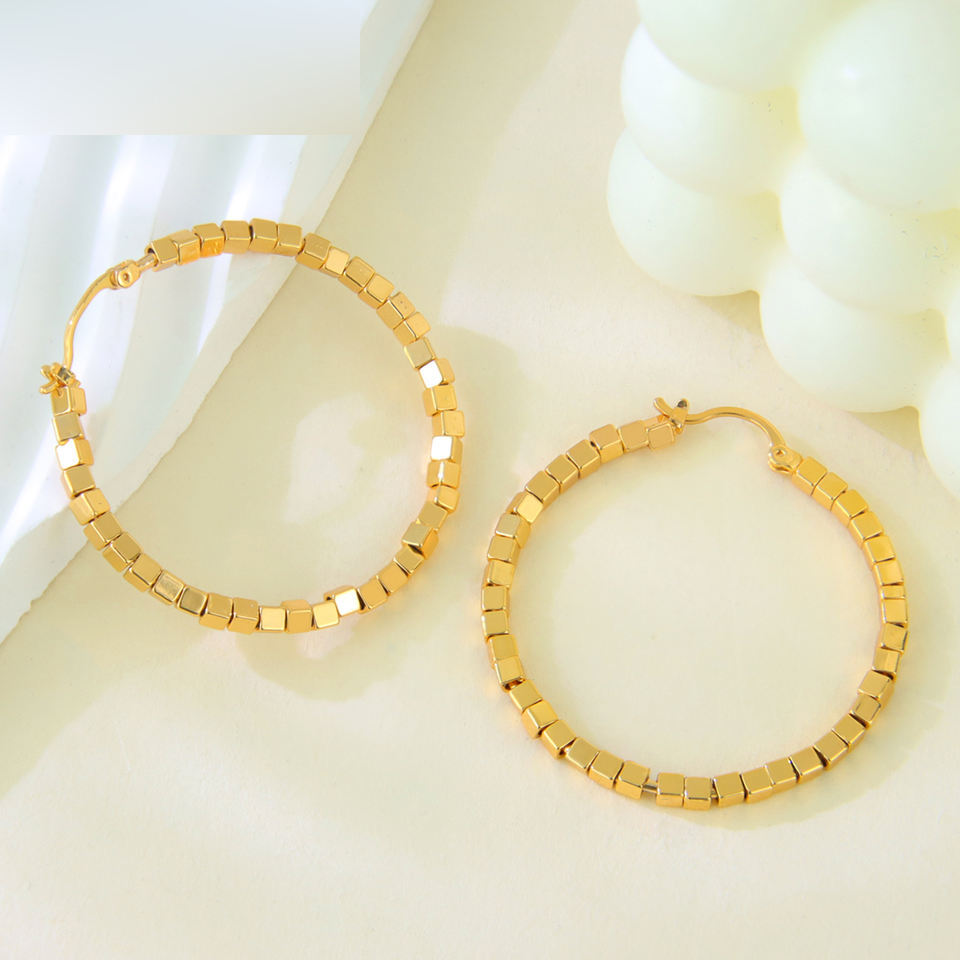 Textured Gold Hoop Earrings — view 5