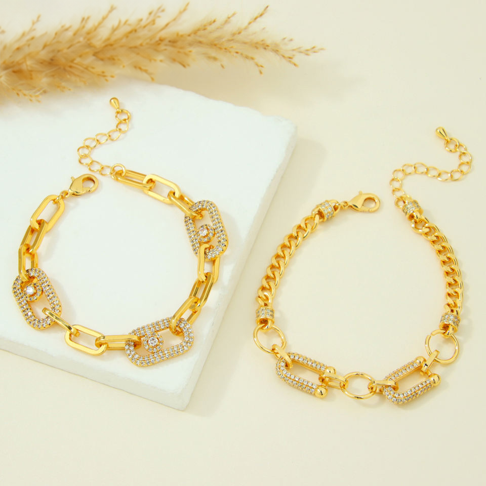 Gold-plated U-shaped zircon bracelet — view 3