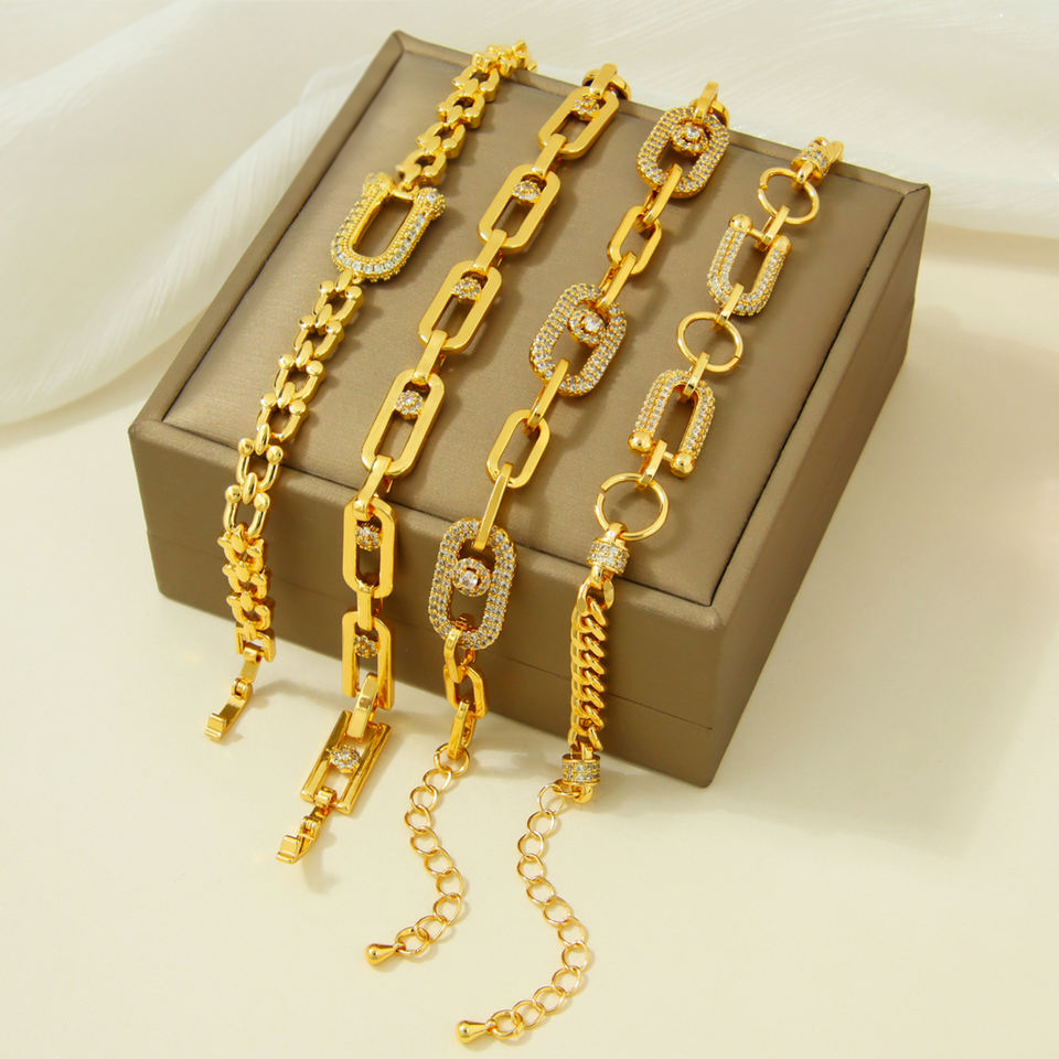 Gold-plated U-shaped zircon bracelet — view 6