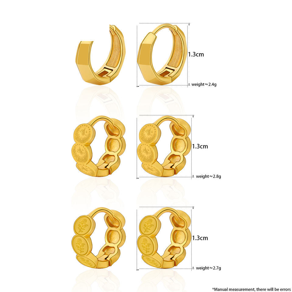 Vintage Coin Hoop Earrings — view 3