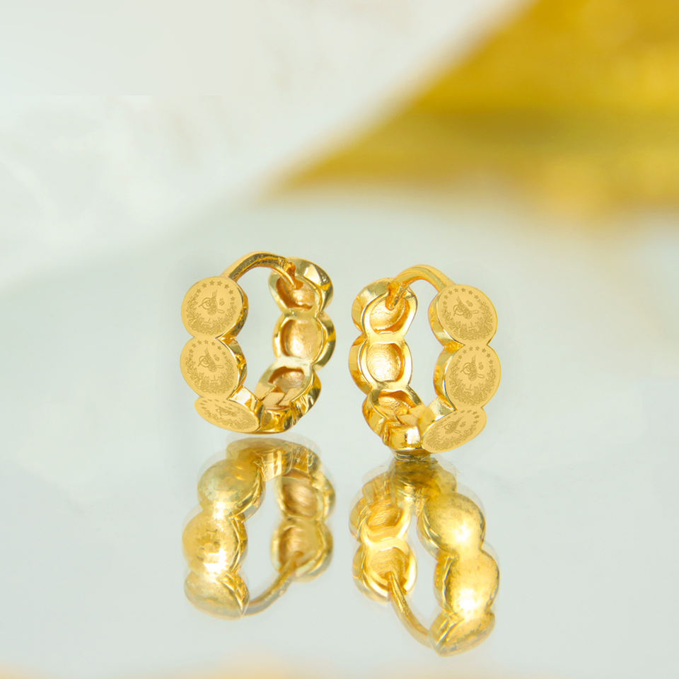 Vintage Coin Hoop Earrings — view 4