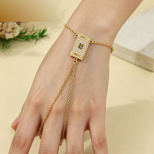 Zircon Finger Chain Bracelet — view 1