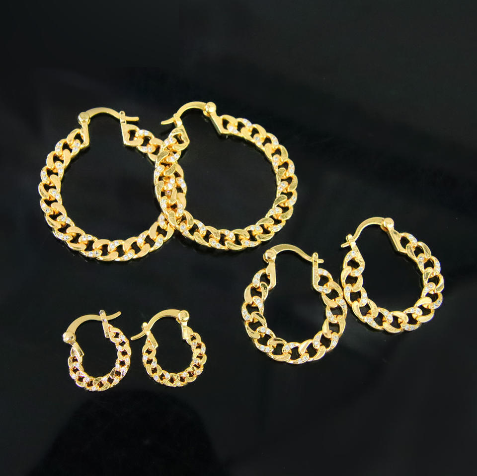 Zircon Textured Hoop Earrings — view 1