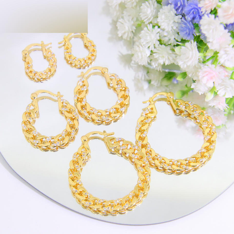 Zircon Textured Hoop Earrings — view 2