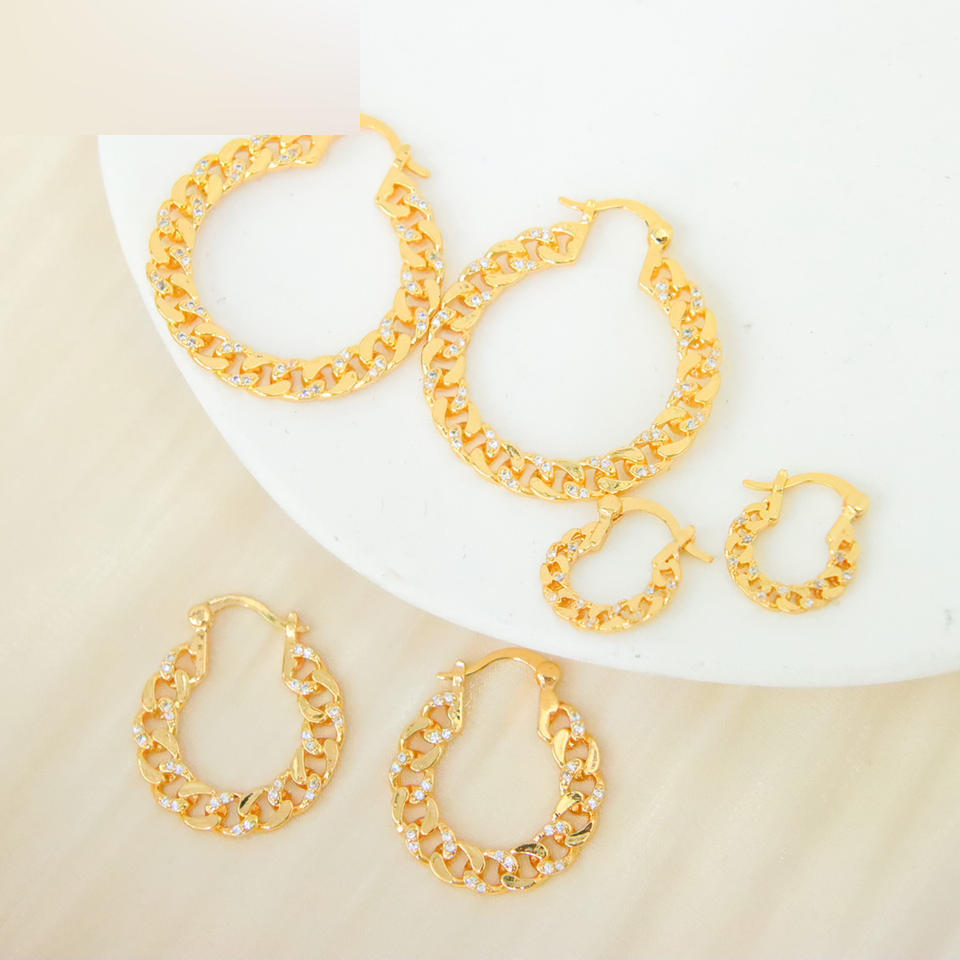 Zircon Textured Hoop Earrings — view 3