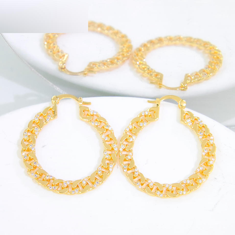 Zircon Textured Hoop Earrings — view 4