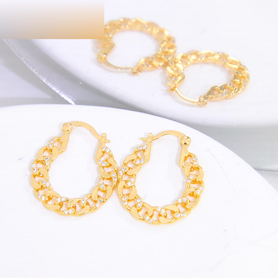 Zircon Textured Hoop Earrings — view 5