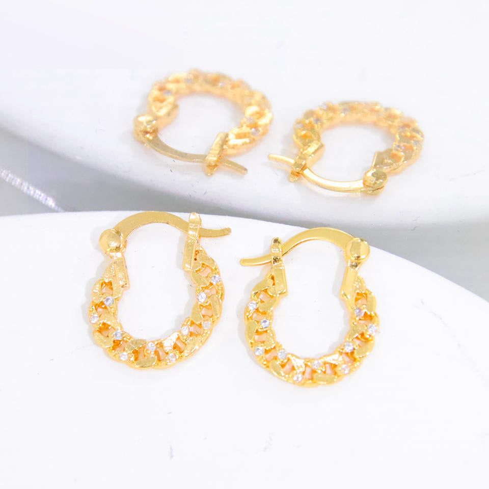 Zircon Textured Hoop Earrings — view 6